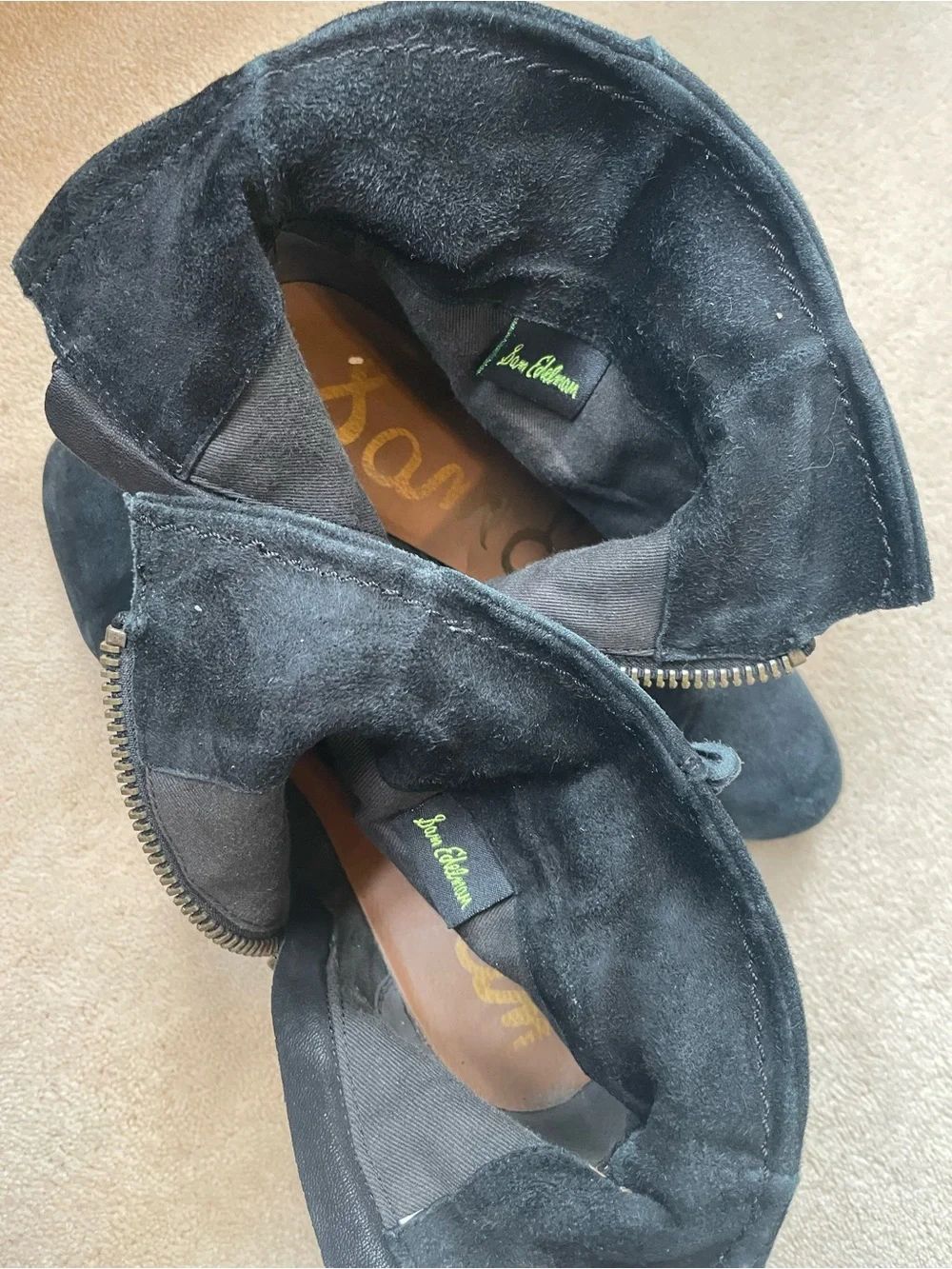 Sam Edelman Black Suede Fringe Ankle Boots